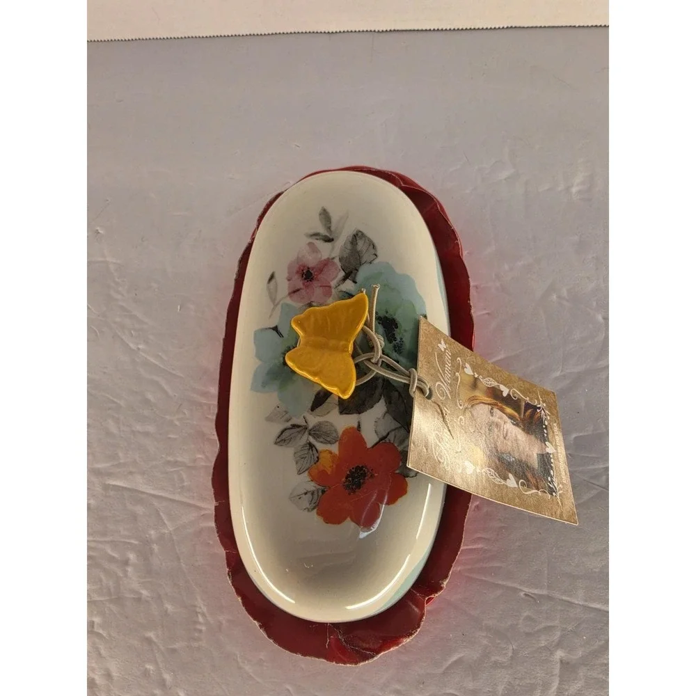 Pioneer Woman Flea Market Butter Dish Floral Butterfly Stoneware ..